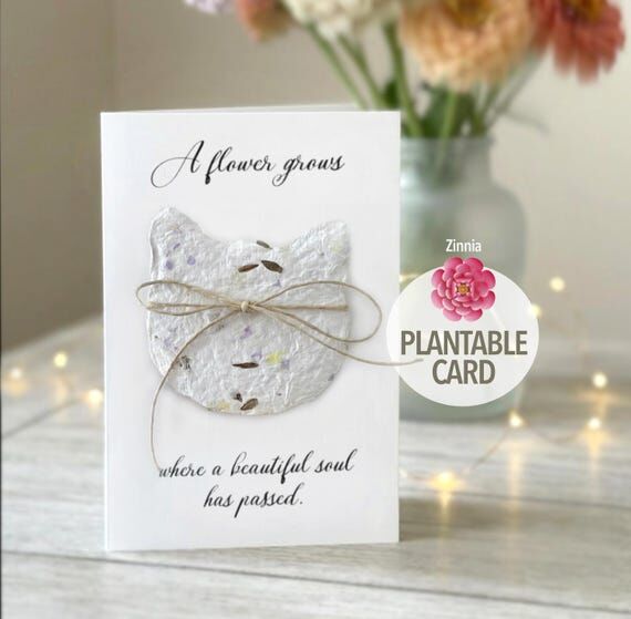 Cat Memorial Sympathy Seed Paper Card, Pet L...