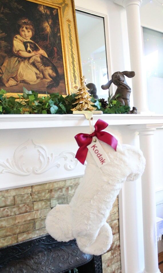 Personalized Dog Christmas Stocking: Ivory Fa...