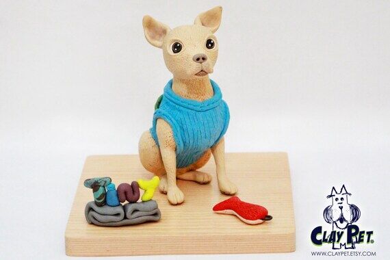 Custom Chihuahua Figurine: Handmade Polymer C...