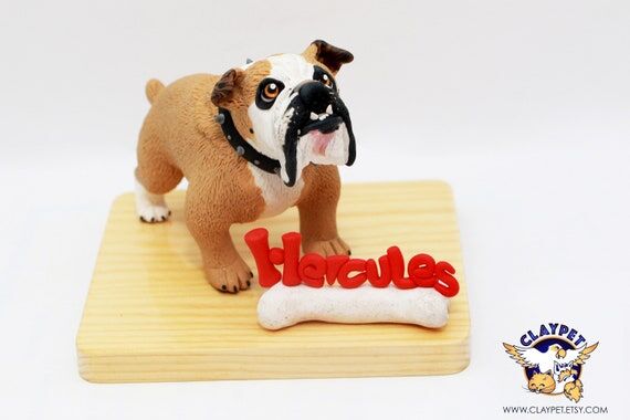 Custom Bulldog Sculpture: Handmade Polymer Cl...