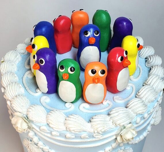 Rainbow Mini Penguins - Set of 6, Handmade Go...