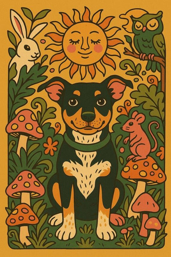 Custom Folk Art Pet Portrait – Whimsical Fo...