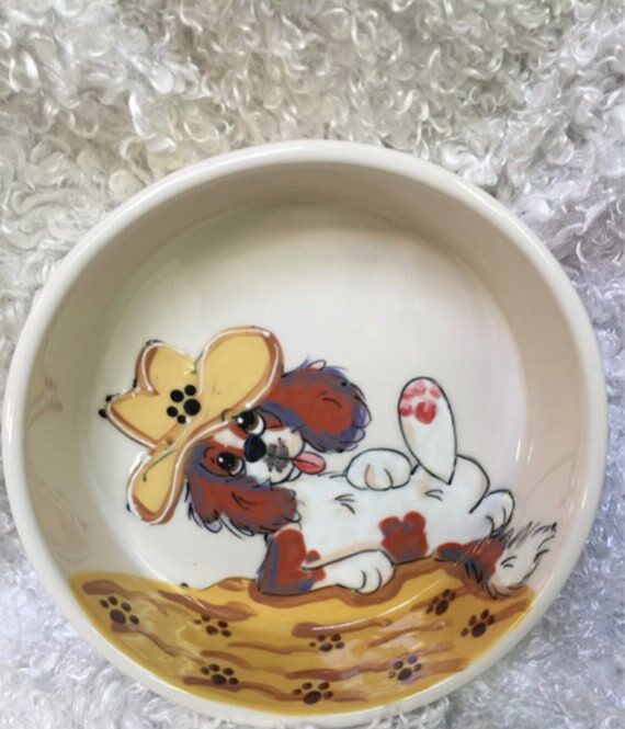King Charles Cavalier Dog Bowl, Ceramic, Cowb...