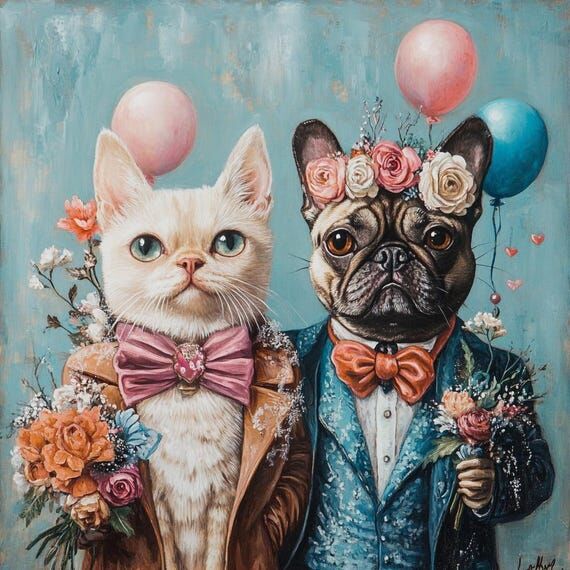 Custom Pet Portrait, Unique Couple Gift, Hand...