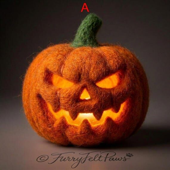 Needle Felt Pumpkin Light, Halloween Pumpkin...