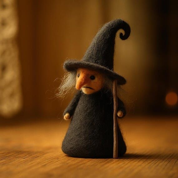 Needle Felted Halloween Scarecrow & Witch Dol...