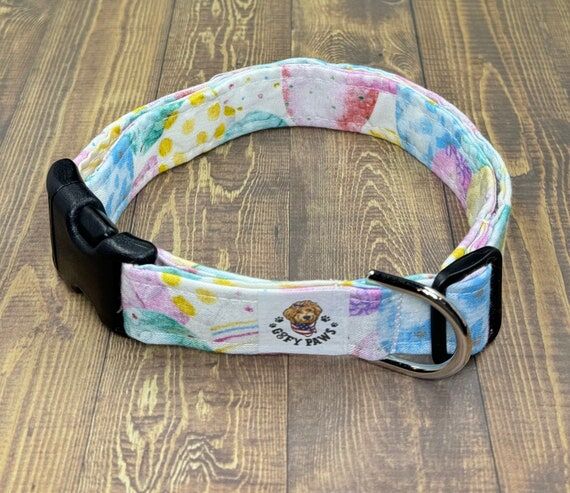 Easter Egg Dog Collar, Pastel Spring Print...