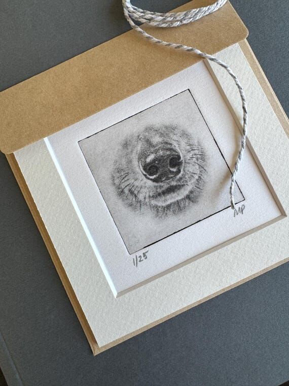 Handmade Dachshund Portrait Etching, Pet Memo...