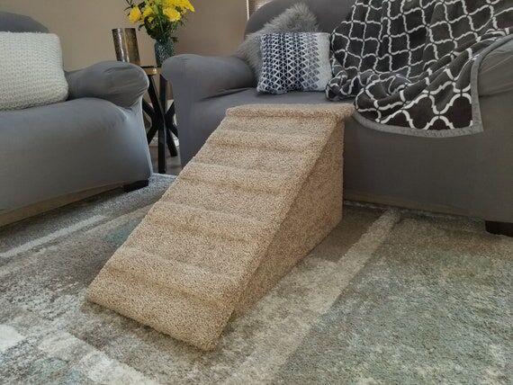 Handmade Wooden Dog Ramp with Plush Carpet, P...