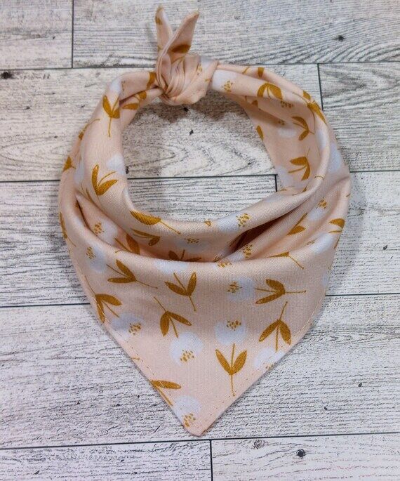 Boho Floral Dog Bandana | Cotton Pastel Tie-O...
