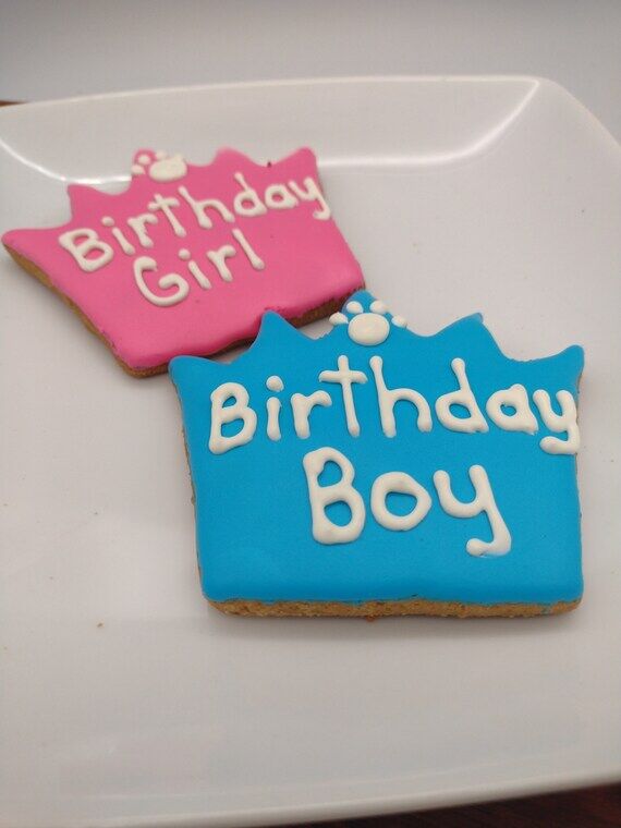 Dog Birthday Crown Cookies, Cookies for Dog B...