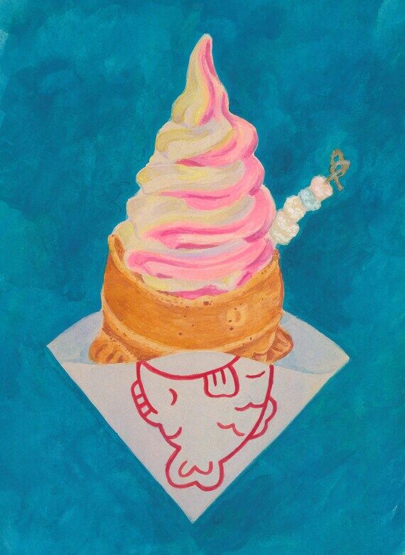 Mini Watercolor Print Taiyaki...