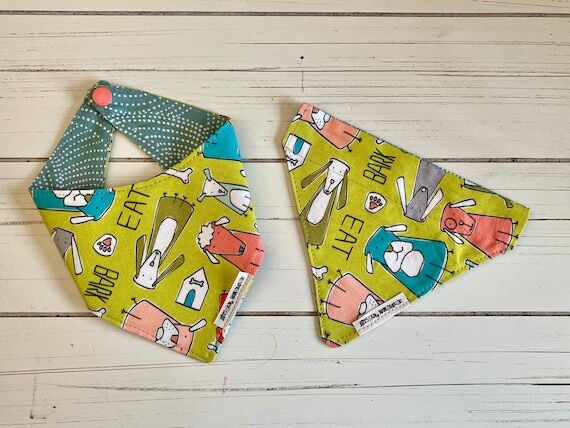 Handmade Bark Sleep Run Reversible Dog Bandan...