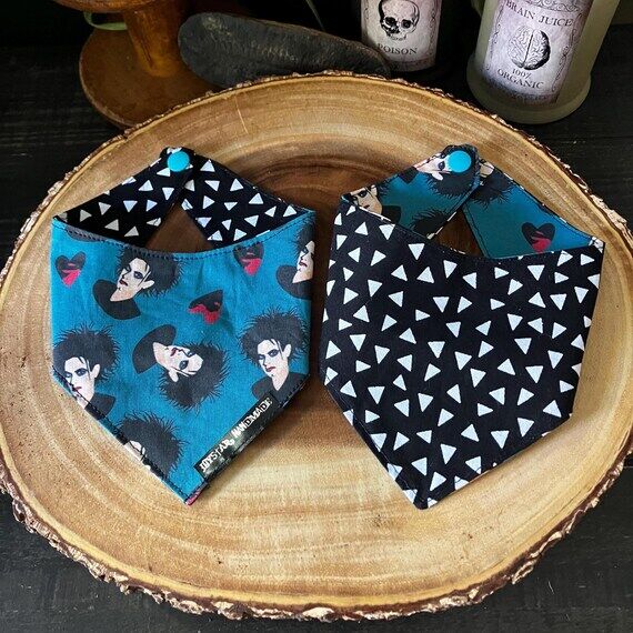 Robert Smith Dog Bandana, Reversible Cotton P...
