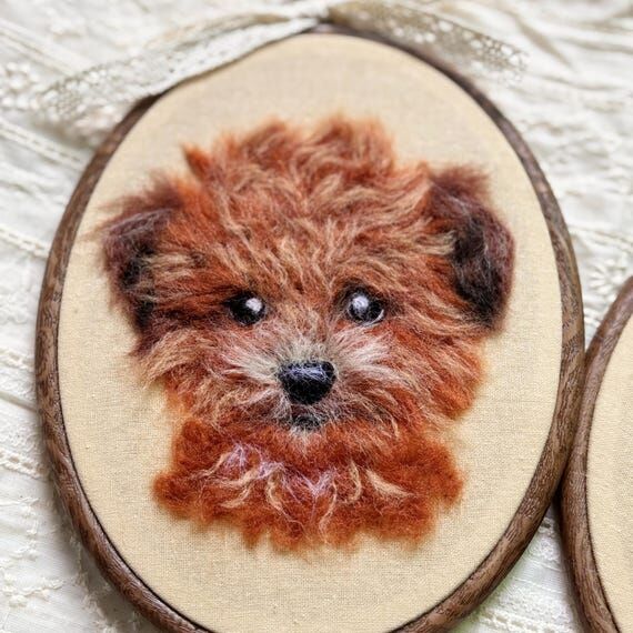 Custom Felted Dog Portrait Hoop, Personalized...