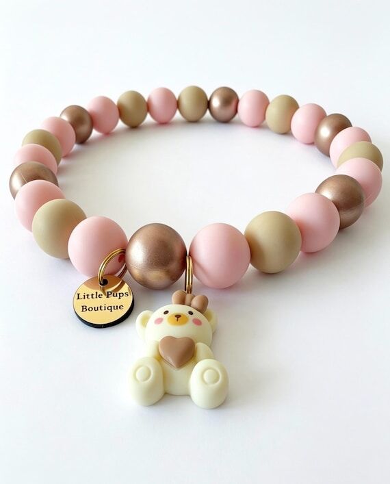 Teddy Bear Silicone Dog Necklace | Pastel Bea...