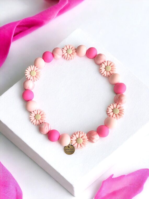 Pink Daisy Silicone Dog Necklace | Waterproof...