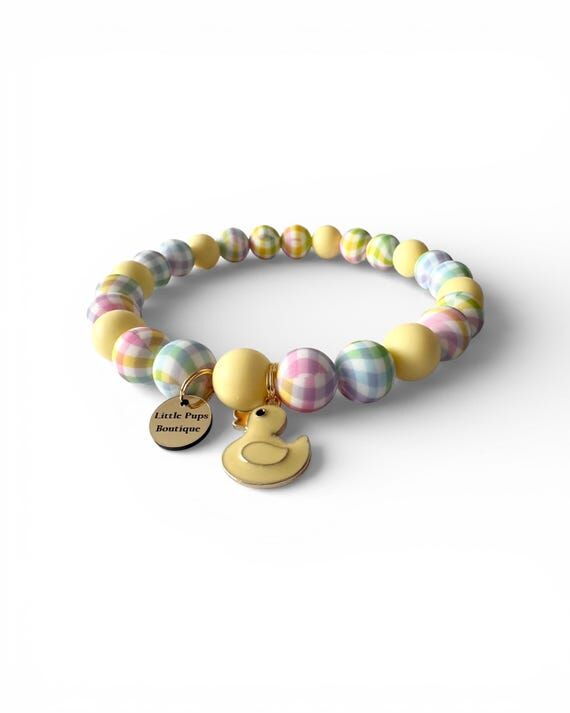 Duck Silicone Beaded Dog Necklace: Waterproof...