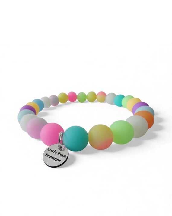 Glow in the Dark Silicone Beaded Dog Necklace...
