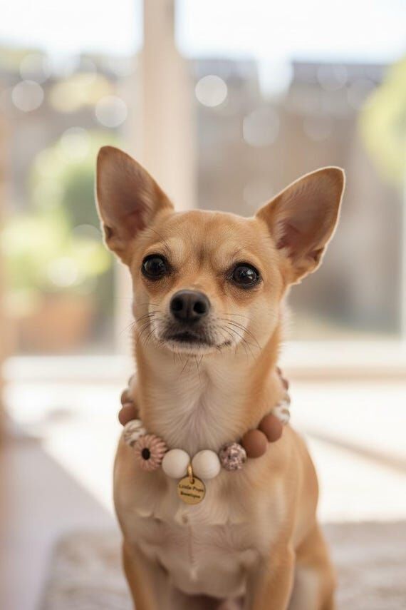 Handmade Beige & Brown Silicone Dog Necklace,...