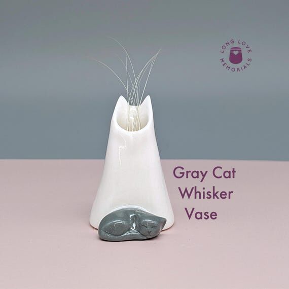 Gray Cat Whisker Holder: Grey, White. Small C...