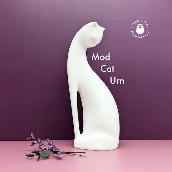 Cat Shaped Urn: Mod Minimalist Design, Handma...