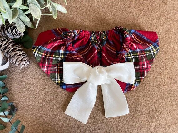 Ivory Bow, Christmas Bandana, Dog Cape, Colla...