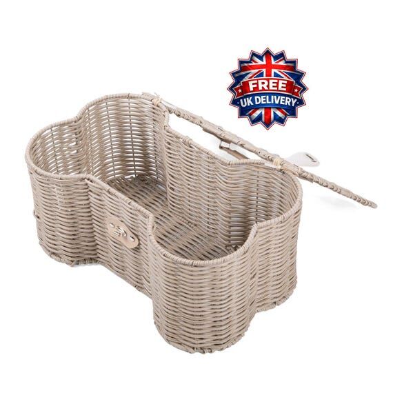 Personalised Bone Shaped Wicker Dog Toy Baske...