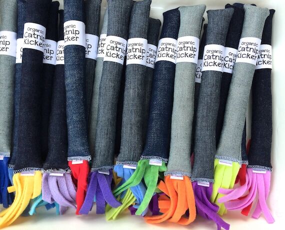 Denim Catnip Kicker Toy: Organic Catnip & Fle...