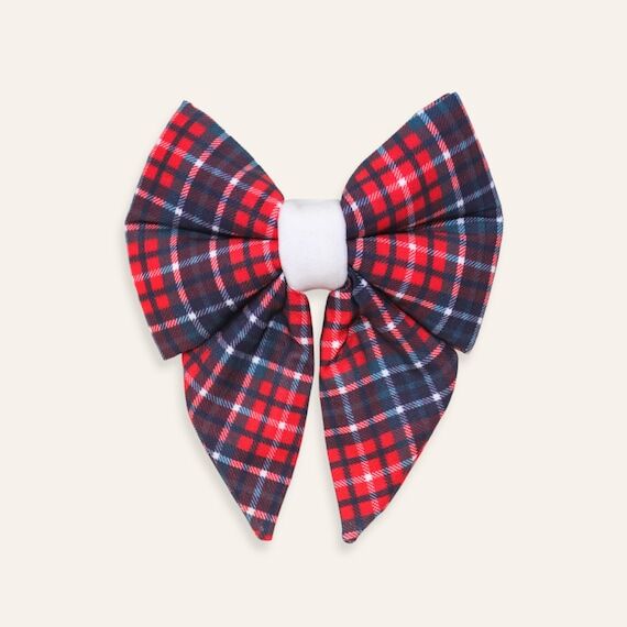 Christmas Dog Bow Tie | Red Tartan Dog Sailor...