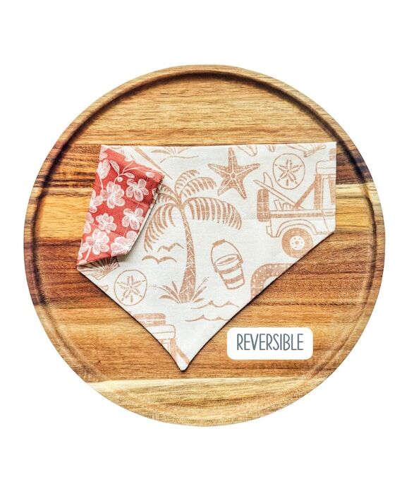 Reversible Tropical Dog Bandana: Palm & Leaf ...