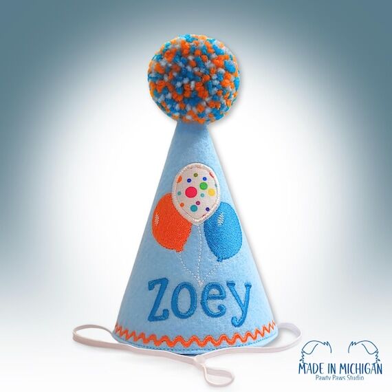 Embroidered Dog Birthday Hat: Personalized Pe...