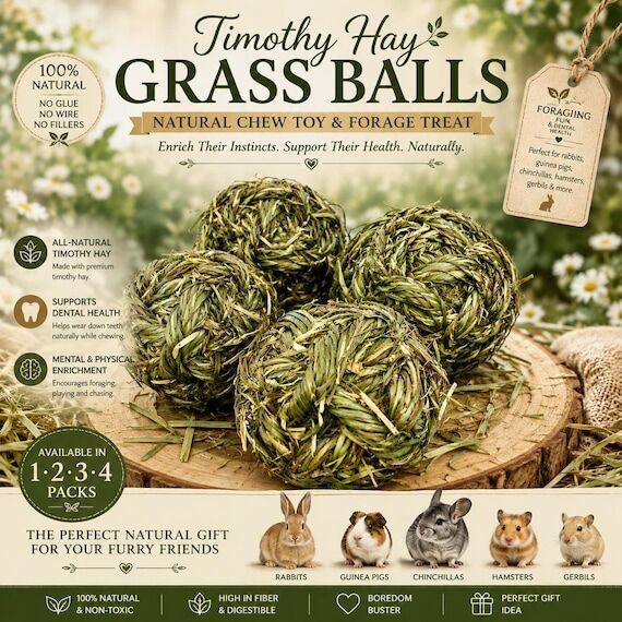 Timothy Hay Grass Balls, Natural Forage Enric...
