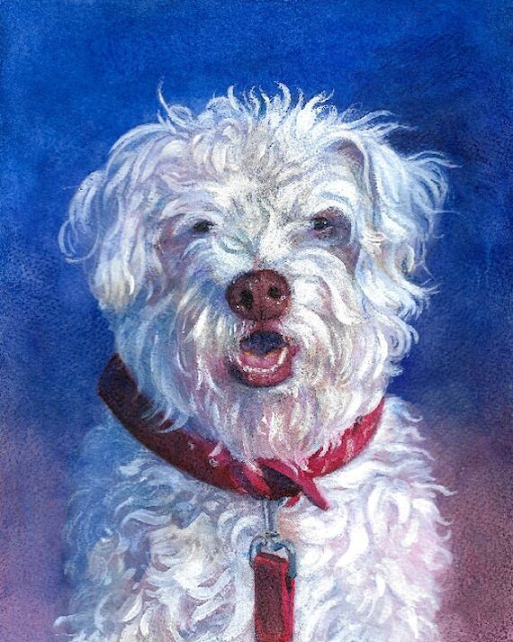 Custom Dog Portrait, Realistic Mixed Media Ar...