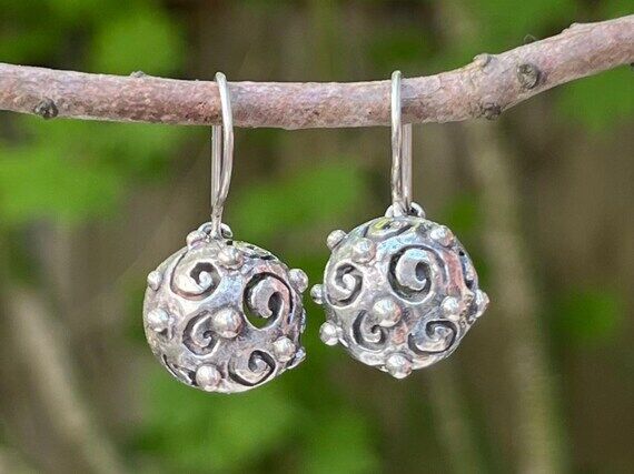 Sterling Silver Dangle Earrings - Chunky Imp...