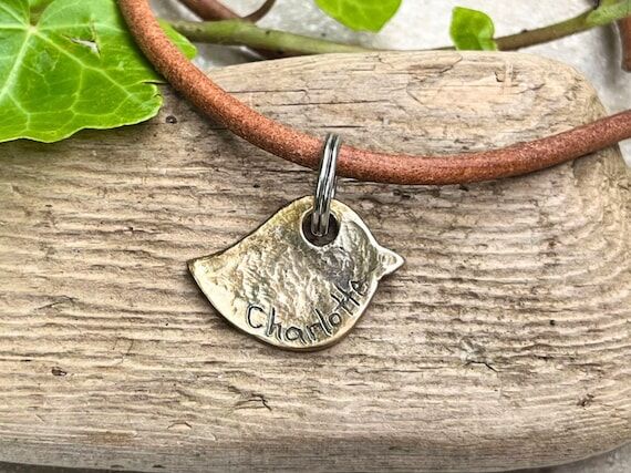 Bird-Shaped Cat ID Tag - Custom Engraved...