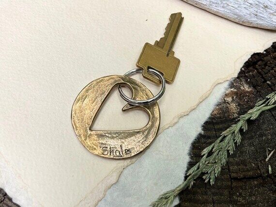 Rustic Bronze Heart Keychain - Pocket Hug...