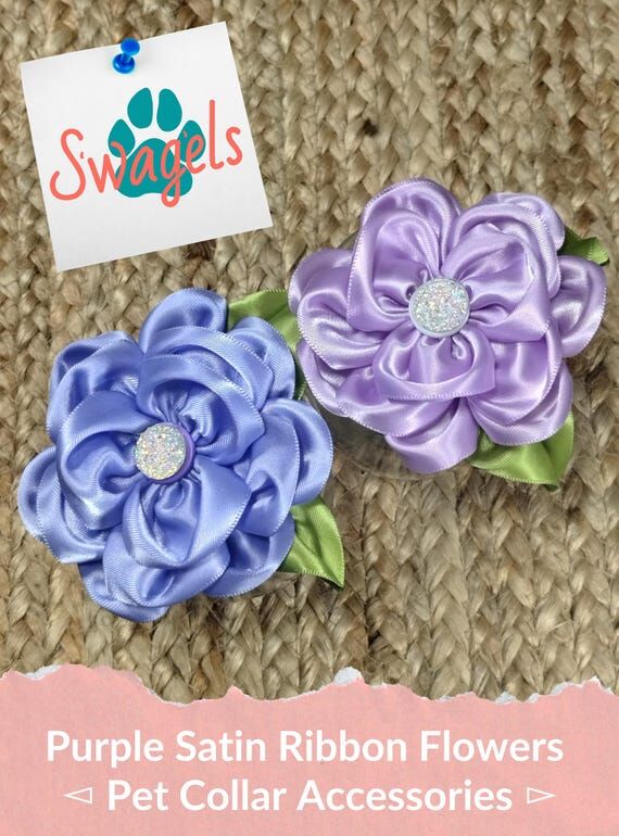 Purple Satin Ribbon Collar Flower: Adjustable...