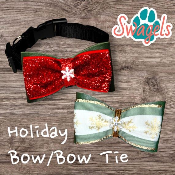 Handmade Christmas Dog Bow Tie: Snowflake Jew...