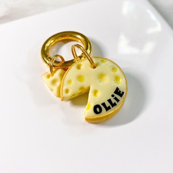 Cheese Tag With A Cheese Slice Charm | Person...