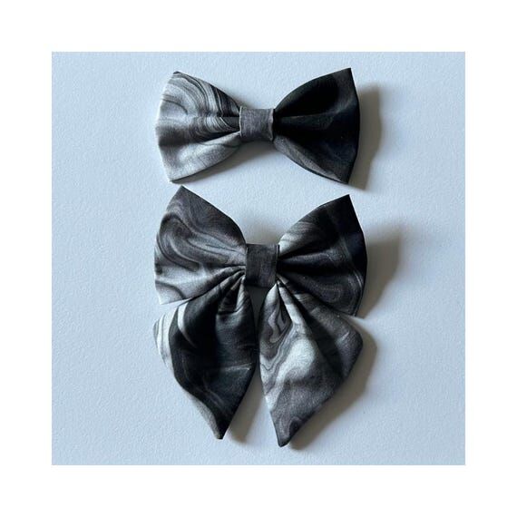 GREY MARBLE bow tie and sailor bow for cat & ...