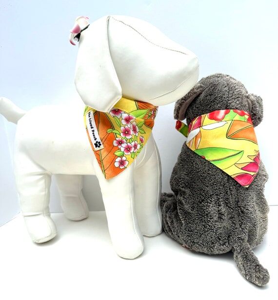 Handmade Hawaiian Dog Bandana: Yellow Floral ...