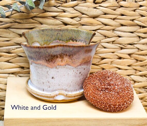 Sponge holder, Stoneware Pottery Cup for scru...