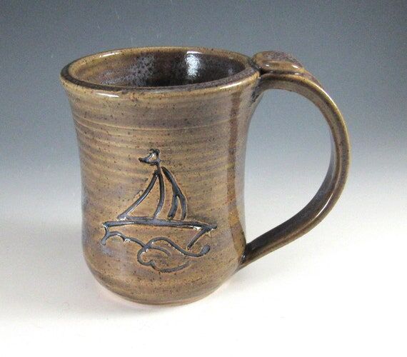 Sailboat Mug/Pottery Sailing Mug/Ceramic Sai...