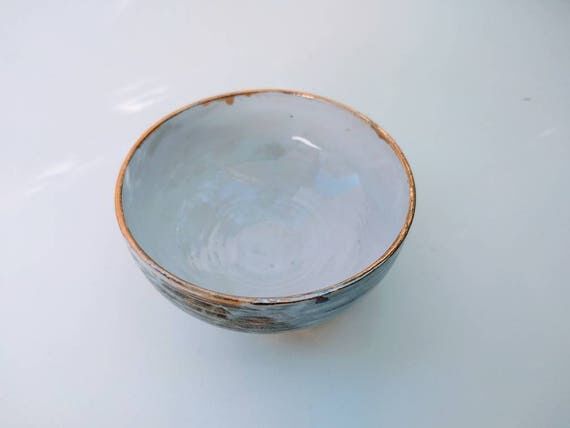 White Gold Accent Ceramic Ring Dish, Handmade...