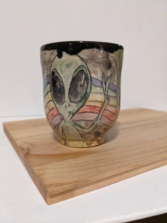 Rainbow Alien ET Ufo Ceramic Handmade Whiskey...