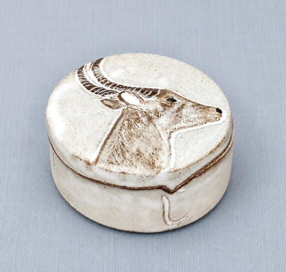 Gazelle Ceramic Jewelry Box, Handmade Wildlif...