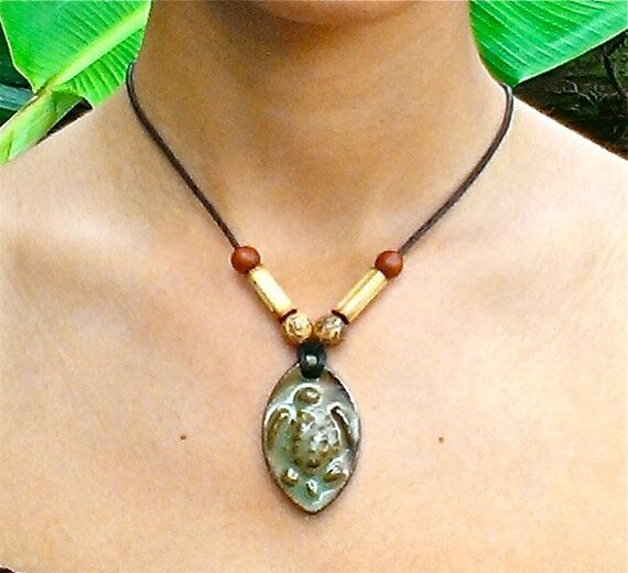 Handmade Maui Pottery Sea Turtle Necklace, Is...