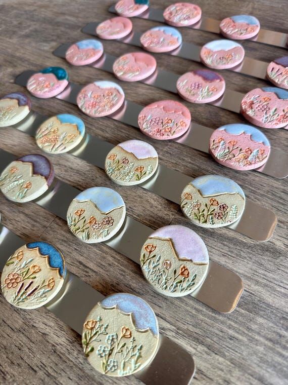 Handmade Wildflower Ceramic Magnets, Stainles...