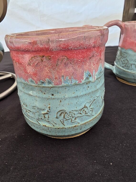 Pottery Mugs with Horse design...